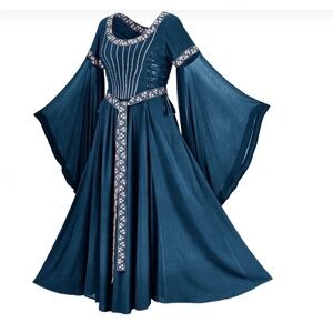 HolyClothing Elinor Maxi Gown, Majolica Blue, Sz. Large Tall, Like New/EUC